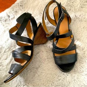 Clarks Strappy Stacked Heel Sandal